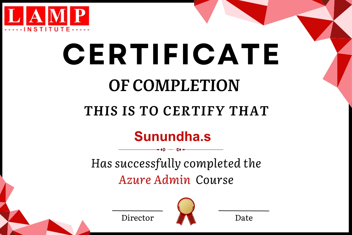 Azure Admin completion certification