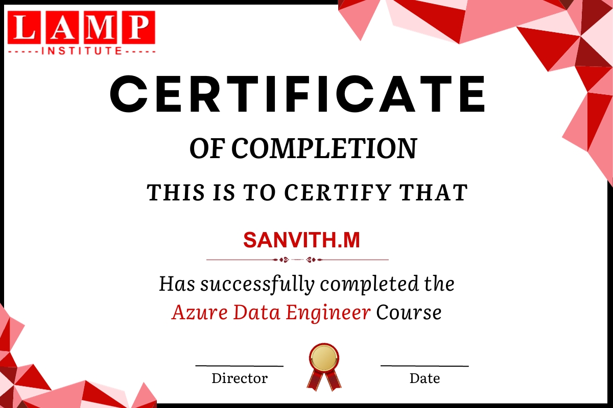 Azure Data Engineer completion certification