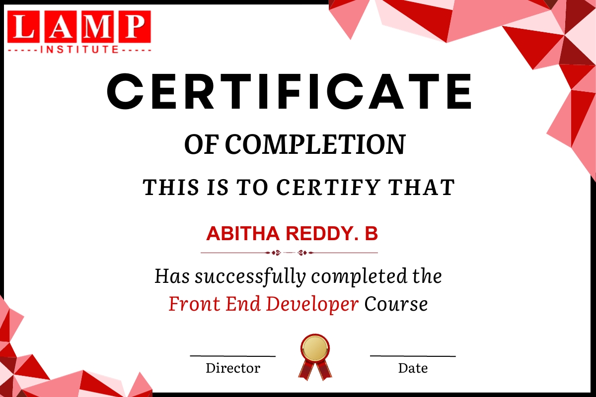 front end completion certification